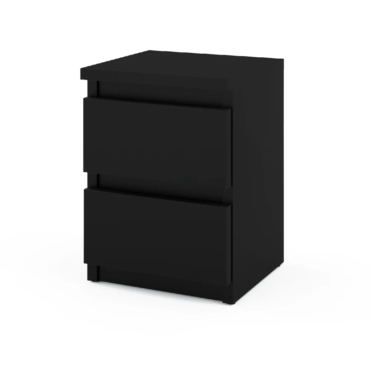 Table de chevet - Noir Matt - 2 tiroirs