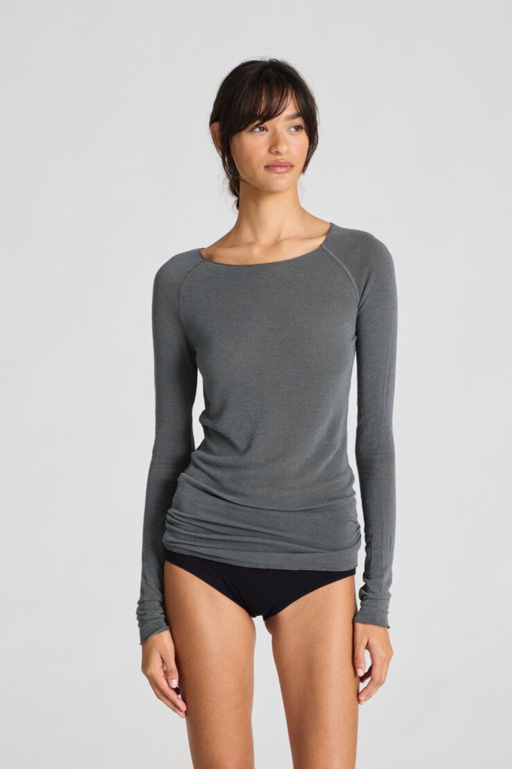 Gai+Lisva  Amalie uld t-shirt - Metal Grey
