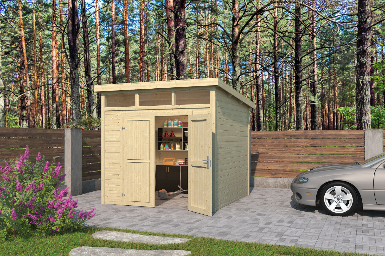 Gartenhaus KIBO 3 - Fichte massiv - naturbelassen - 250x250 cm