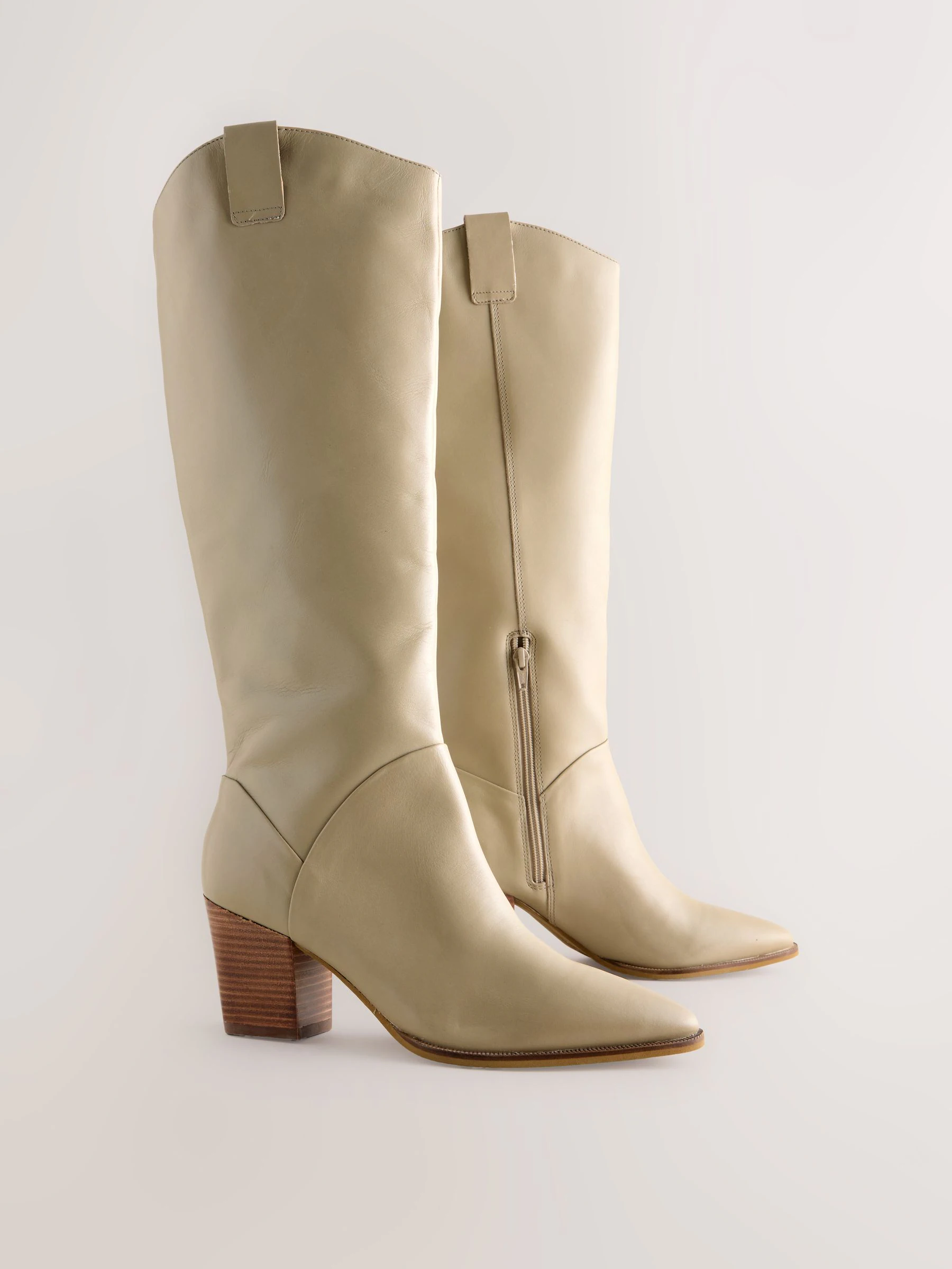 Neutraal leer - Forever Comfort® Western Block Heel Knee High Boots