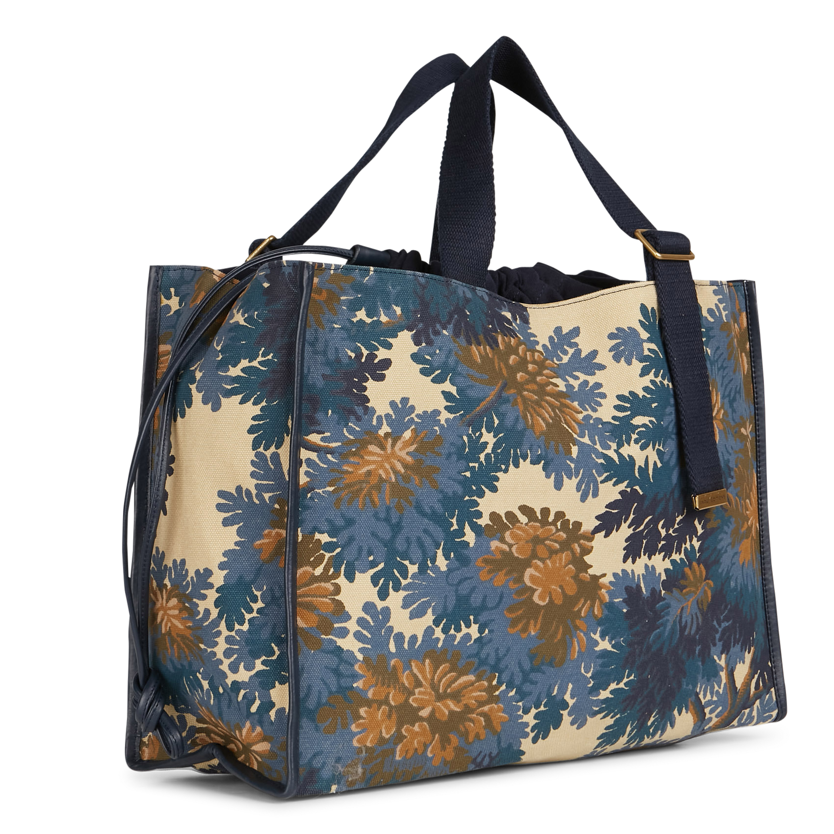 FONTAINEBLEAU - Sac shopping imprimé en coton| Bleu