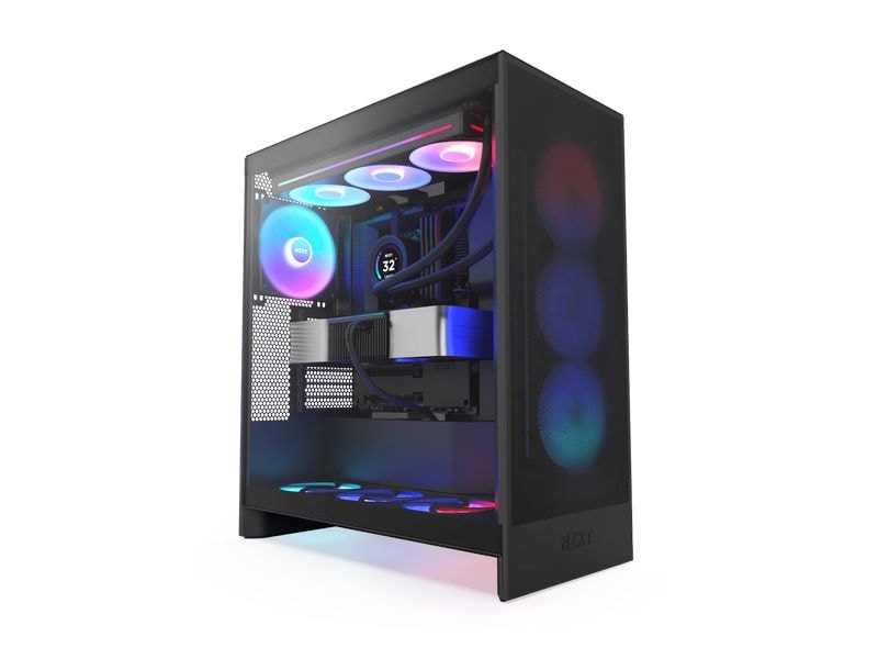 NZXT PC-Gehäuse H7 Flow RGB Schwarz Mid-Tower-Gehäuse mit Seitenfenster und RGB Beleuchtung