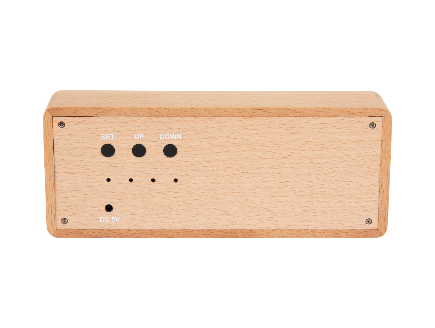 Wekker Solid Wood Engraved - Licht hout
