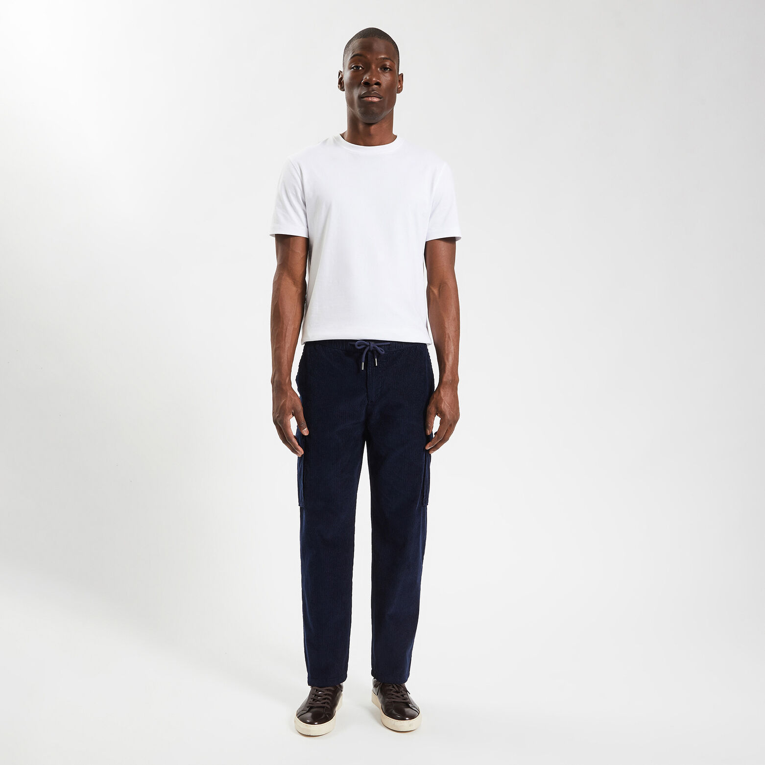 Pantalon cargo en velours coton recyclé Bleu foncé