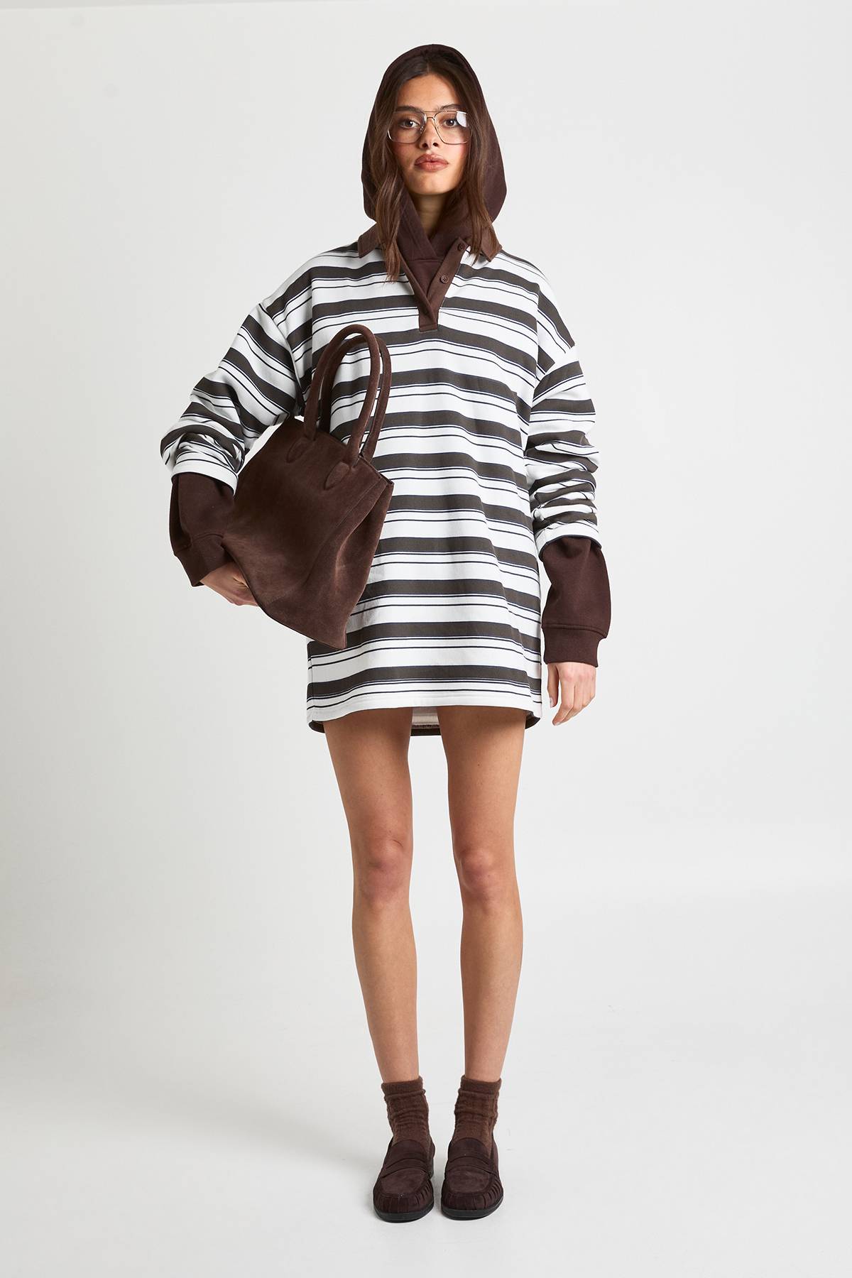 boohoo Robe T-shirt Oversize À Rayures Avec Col