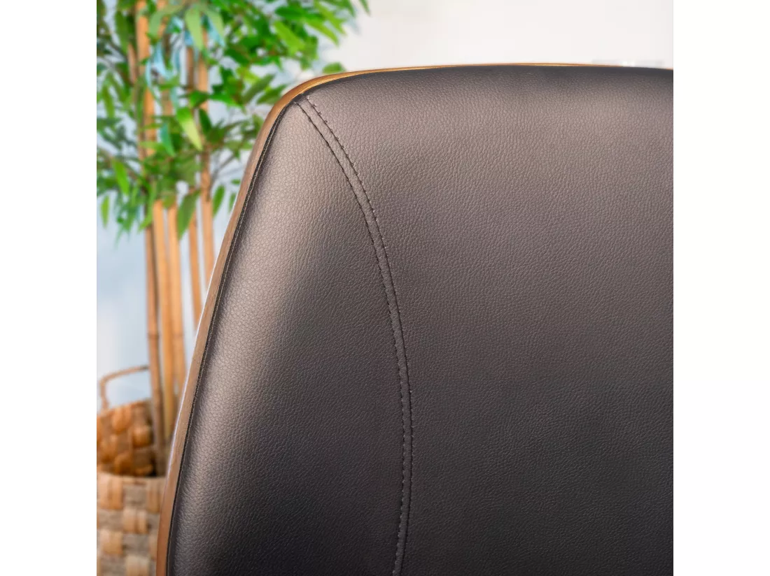 Chaise de bureau pivotante en bois en PU noir - Archie