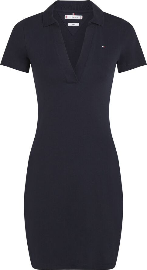 Tommy Hilfiger SLIM OPEN NK POLO DRESS SS Desert sky