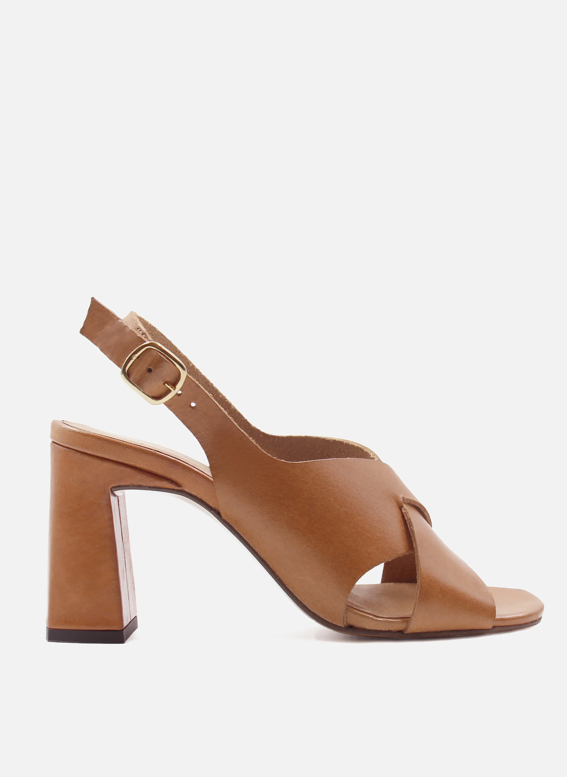 Sandales graphique cuir tannage végétal | Marron