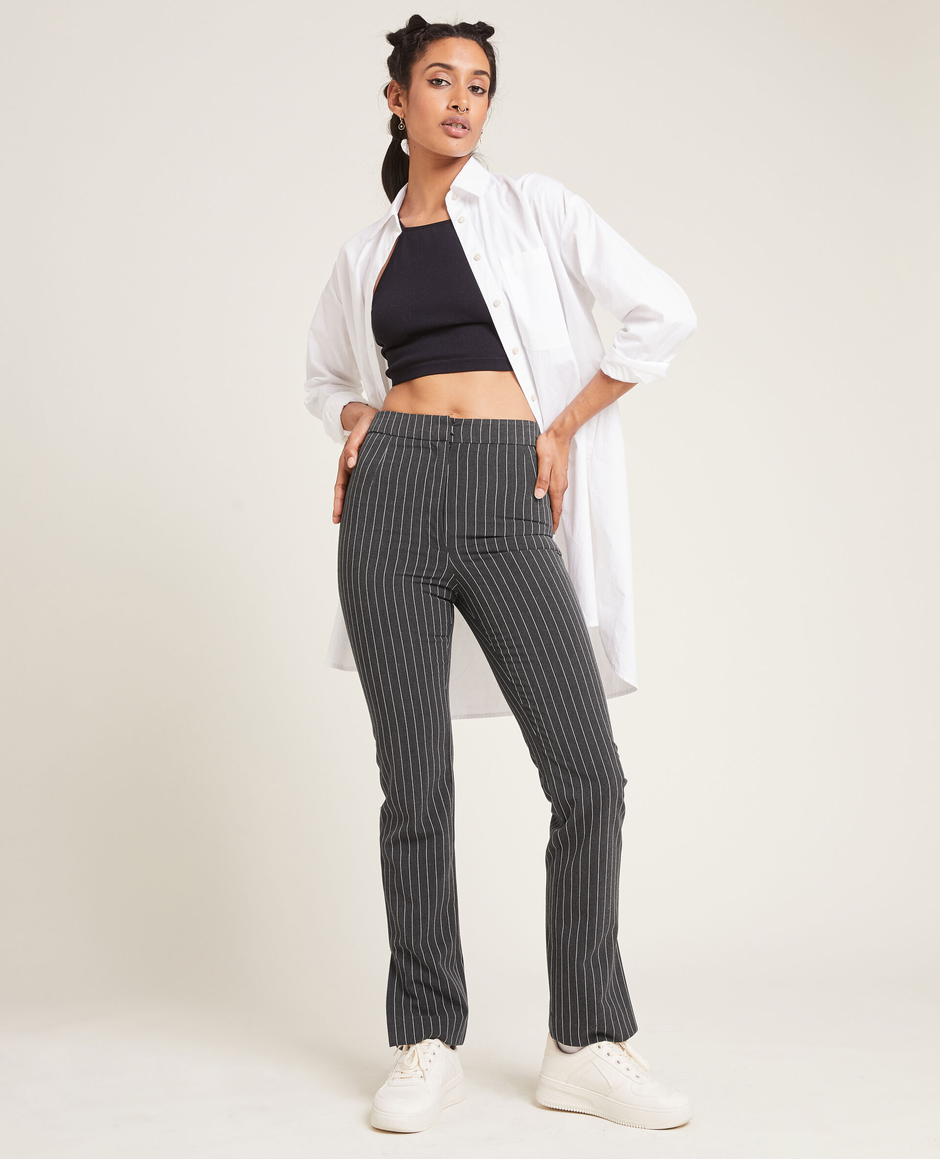 Pantalon slim avec fentes - Gris foncé