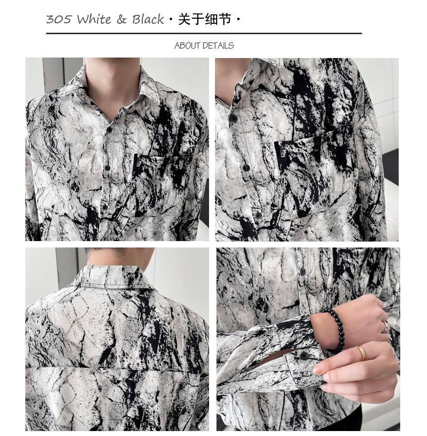 Lefitt - Top met lange mouwen en tie-dye print in marmermotief