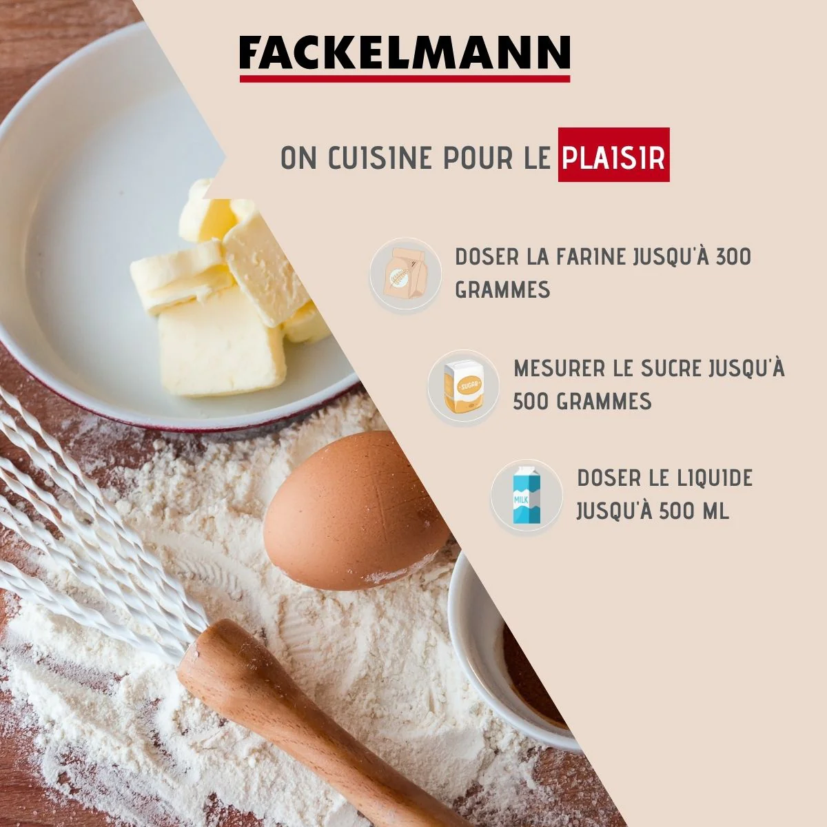 Verre doseur 500 ml en plastique transparent Basic Fackelmann