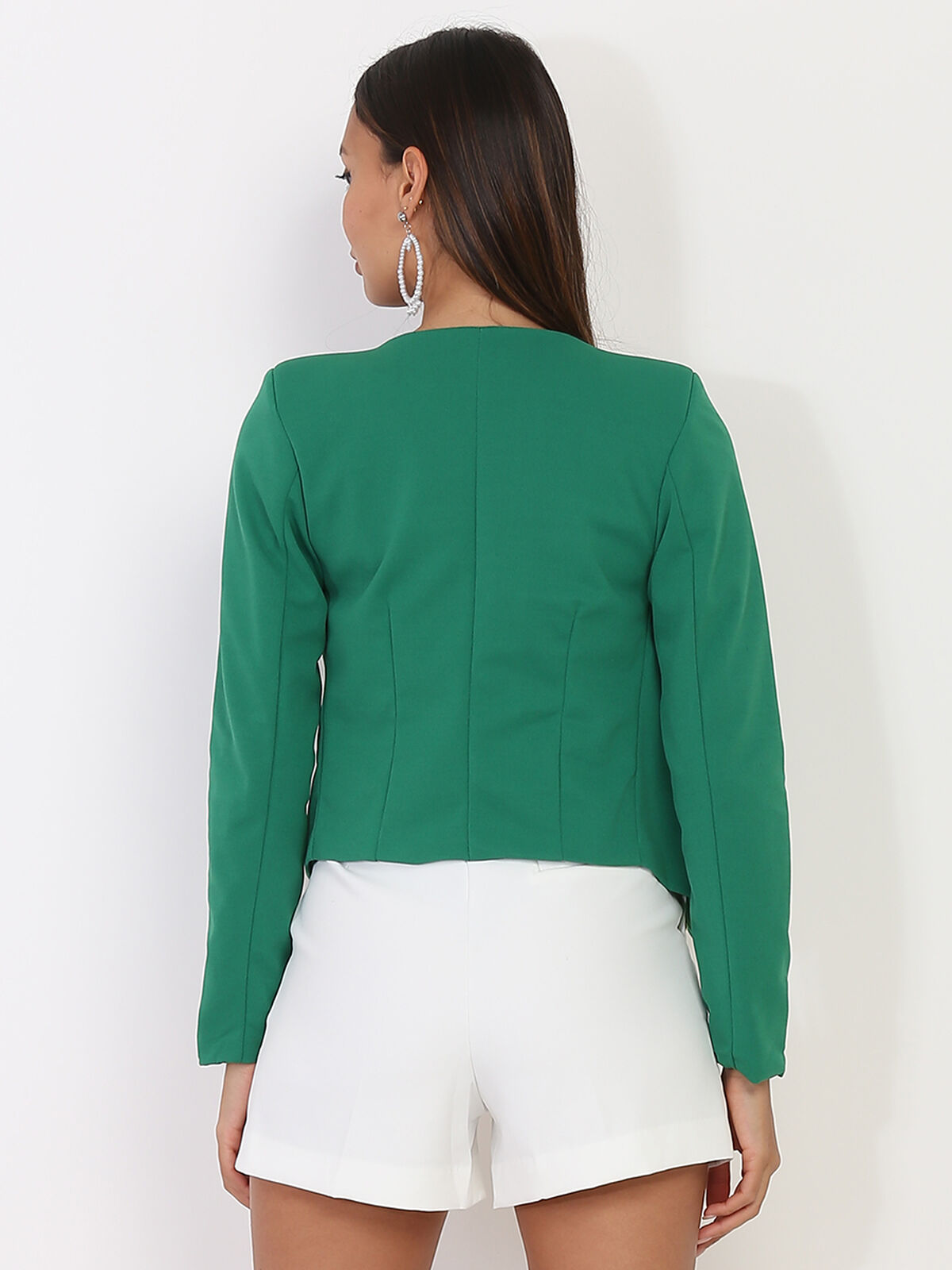 Veste courte sans col- Vert