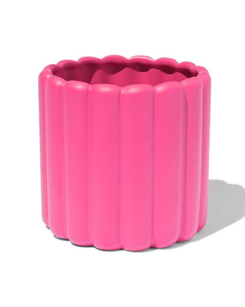 pot de fleurs S céramique nervurée rose