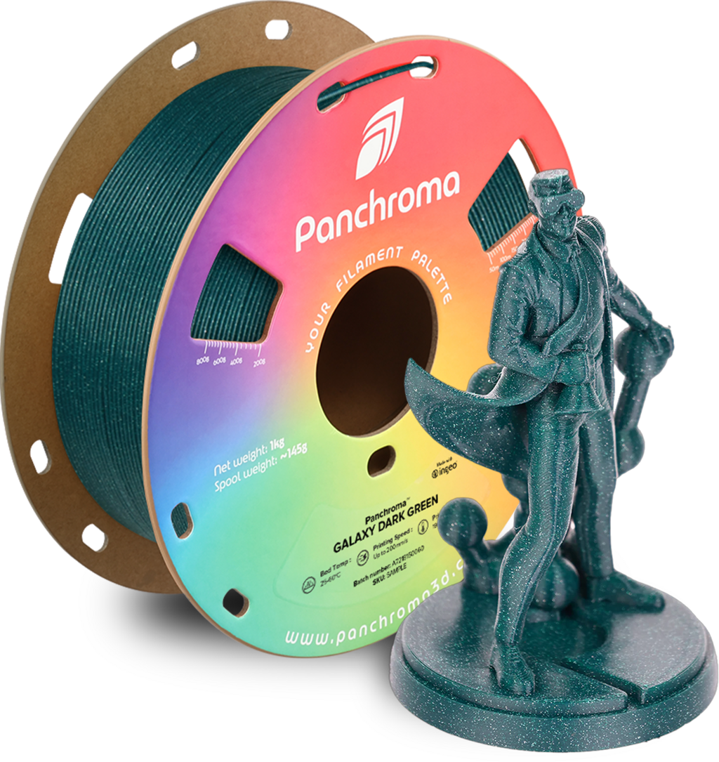 Polymaker  Panchroma™ PLA Galaxy Dark Green, 1,75 mm / 1000 g    Funkelnder Charme der Galaxie in Dunkelgrün