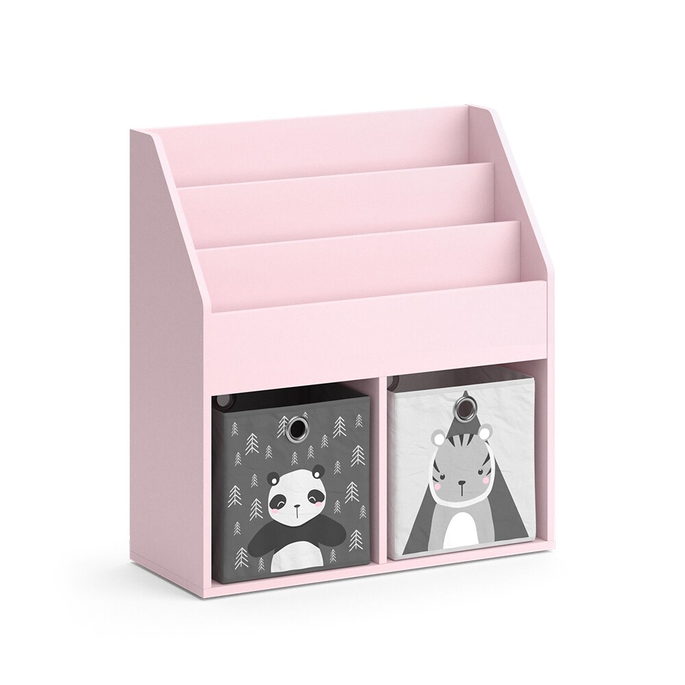 Vicco Kinderbücherregal Luigi 72 x 79 cm, Rosa, Kinderzimmerregal, mit Faltboxen