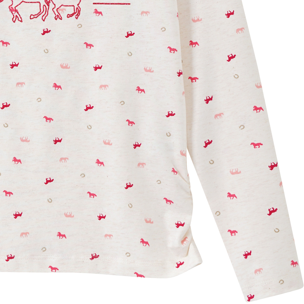 Yigga Mädchen Langarmshirt mit Pferde-Motiven cremeweiss / pink