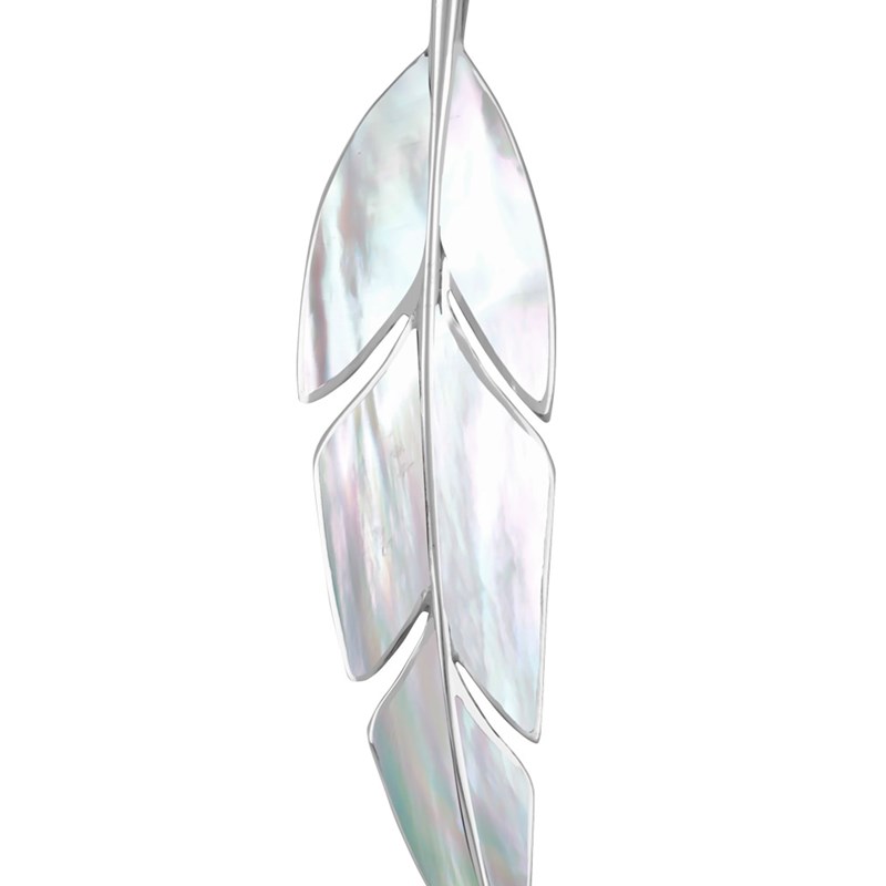 Pendentif Feuille de bananier en Nacre sur Argent Chaîne incluse