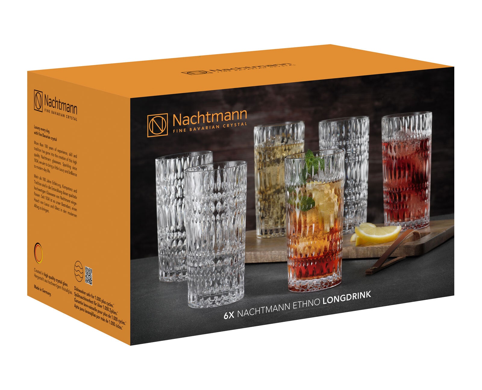 Nachtmann Longdrinkglas ETHNO 6er Set 434 ml Kristallglas