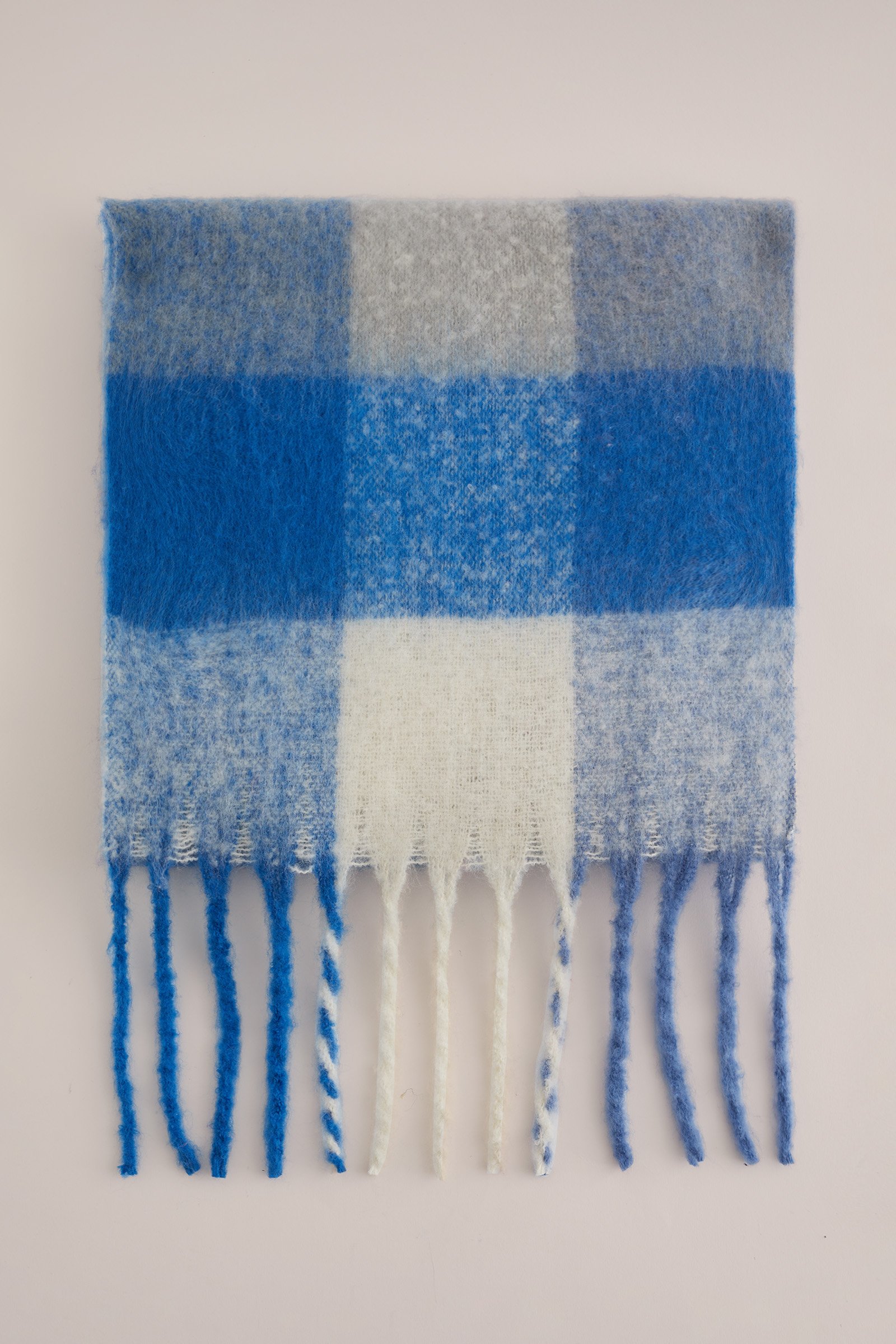 fijngebreide sjaal met dessin WE Fashion Blauw