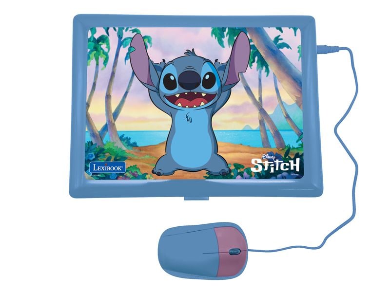 Lexibook Lern-Laptop Stitch DE/ENG mit 124 Aktivitäten Blau Zweisprachiger sprechender Bildungslaptop