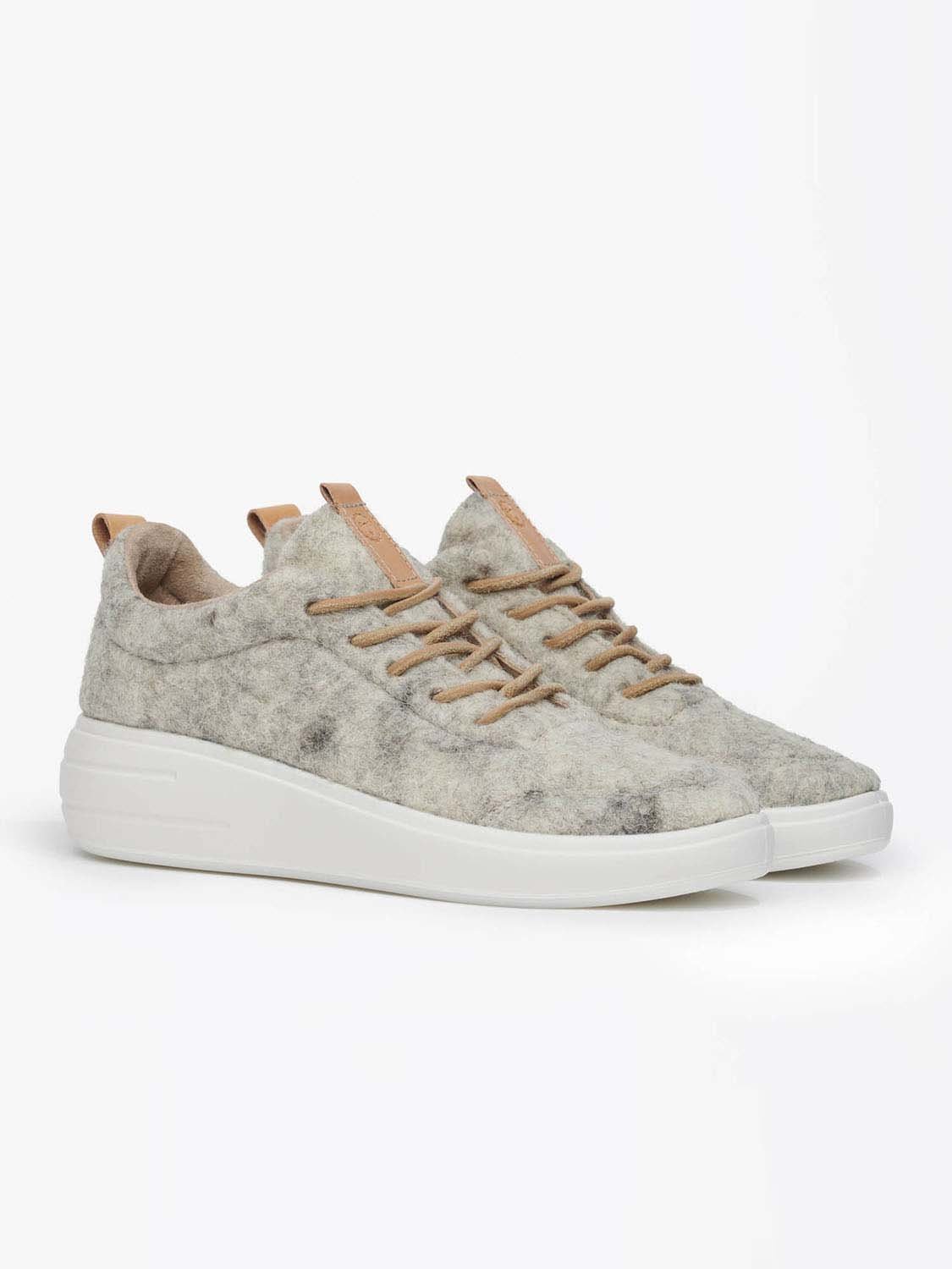 Baskets Femme Fabriquées en France En Laine Grise