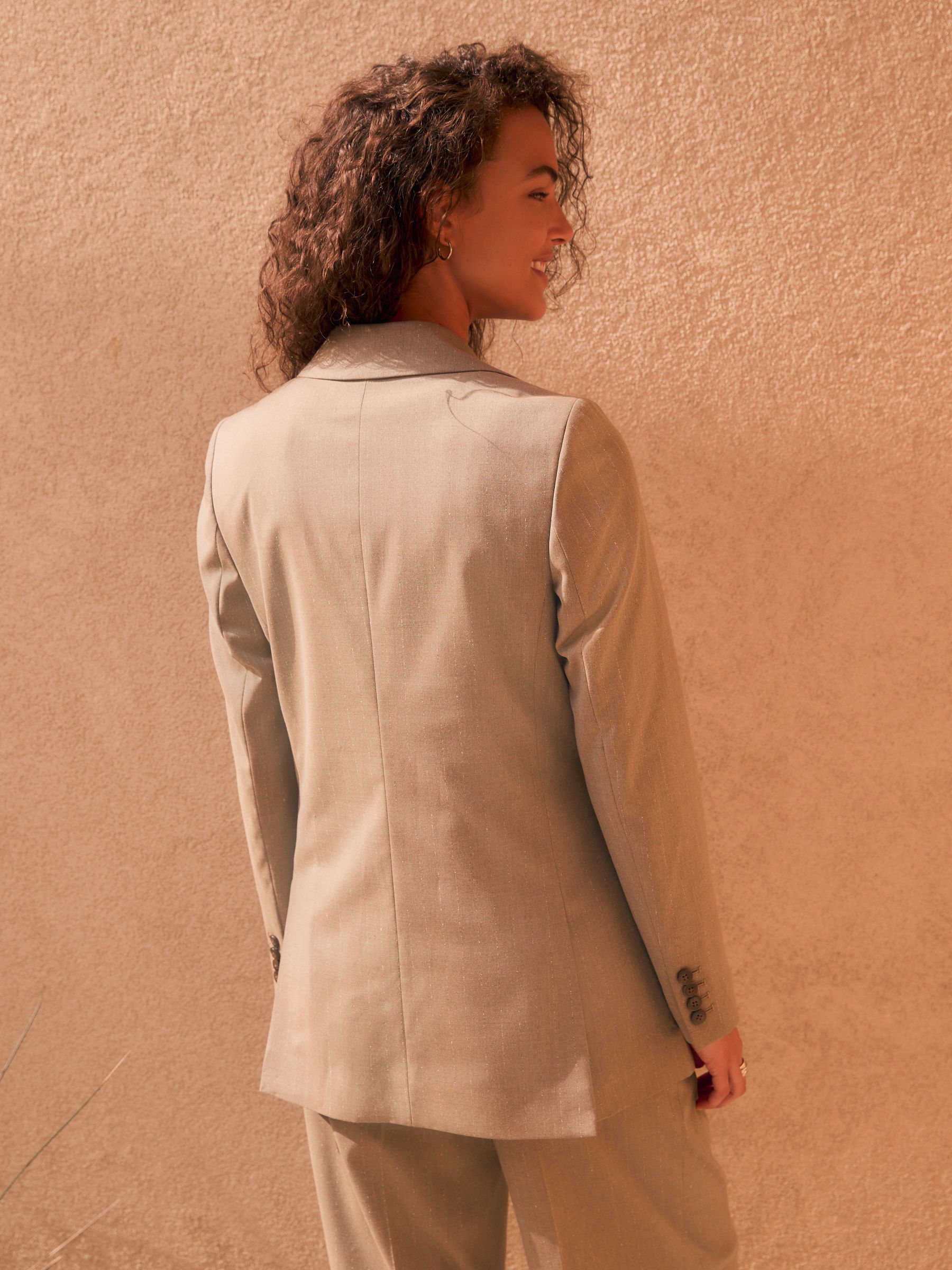 Neutraal - N. Premium gestreepte blazer met textuur en Single breasted