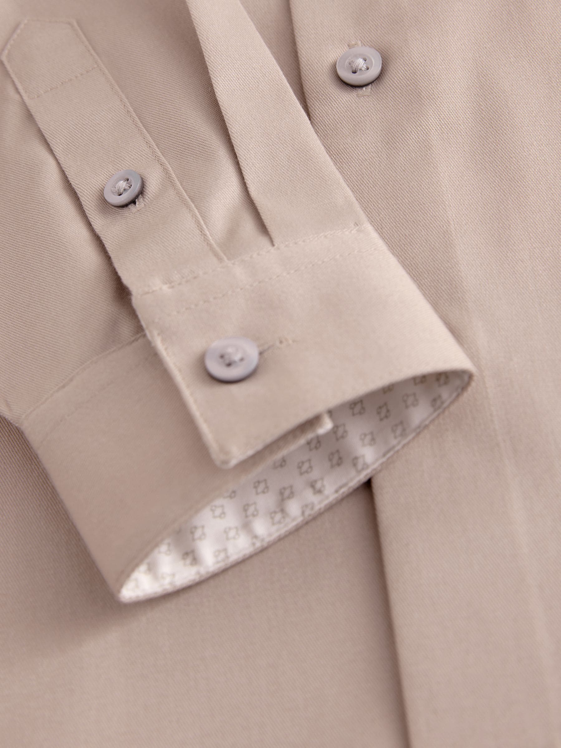Taupe - Overhemd met contrasterende afwerking en lange mouwen (3 - 16 jr)