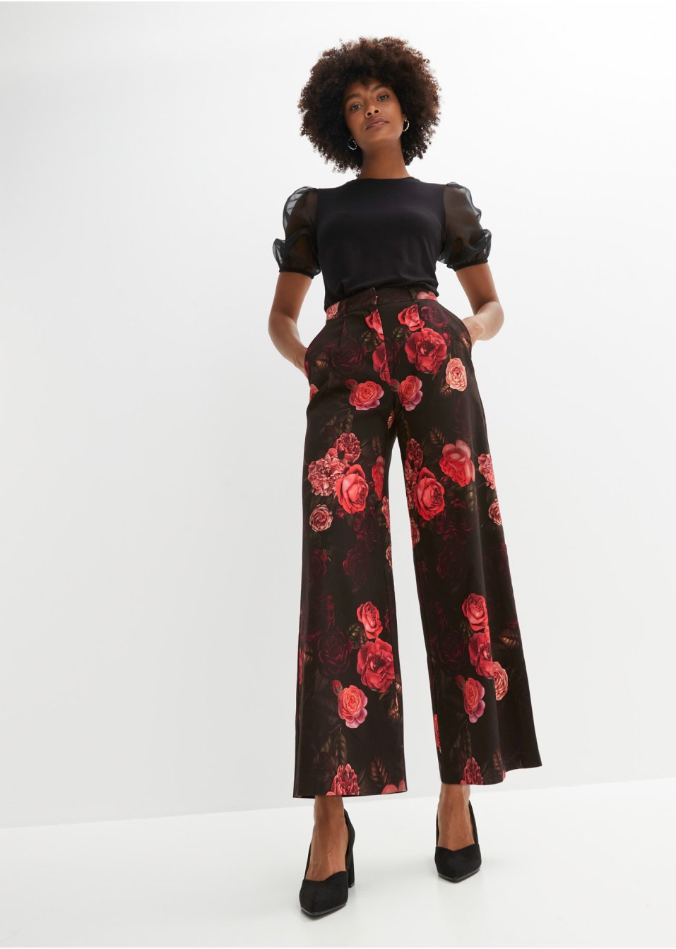 Pantalon large, taille haute