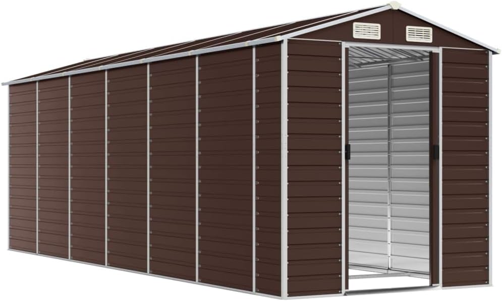 vidaXL Gerätehaus Braun 191x555x198 cm Verzinkter Stahl