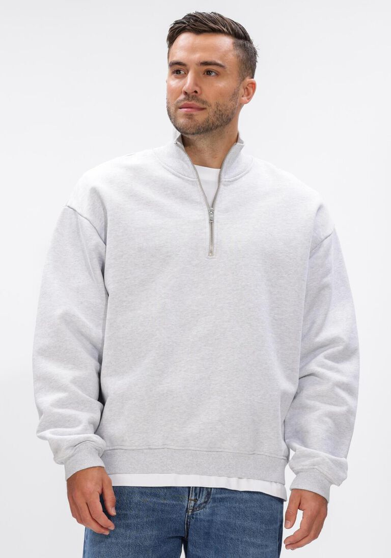 lichtgrijze the savage report sweater half zip