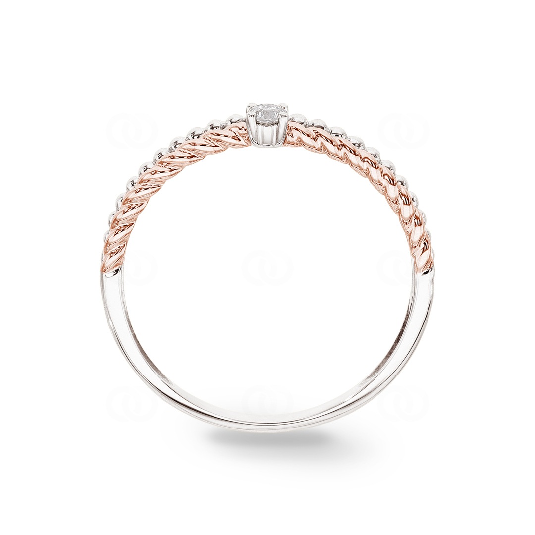 Ring 750/18 K Rosé-/ Weissgold mit Diamanten 0.06 ct H/si