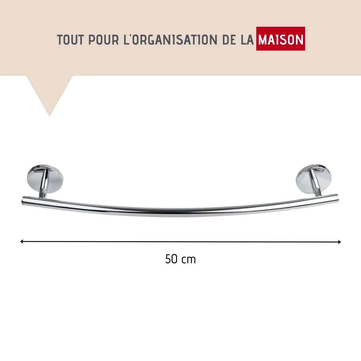 Porte serviette mural gris chromé 50 x 6 x 10,5 cm Vision Fackelmann