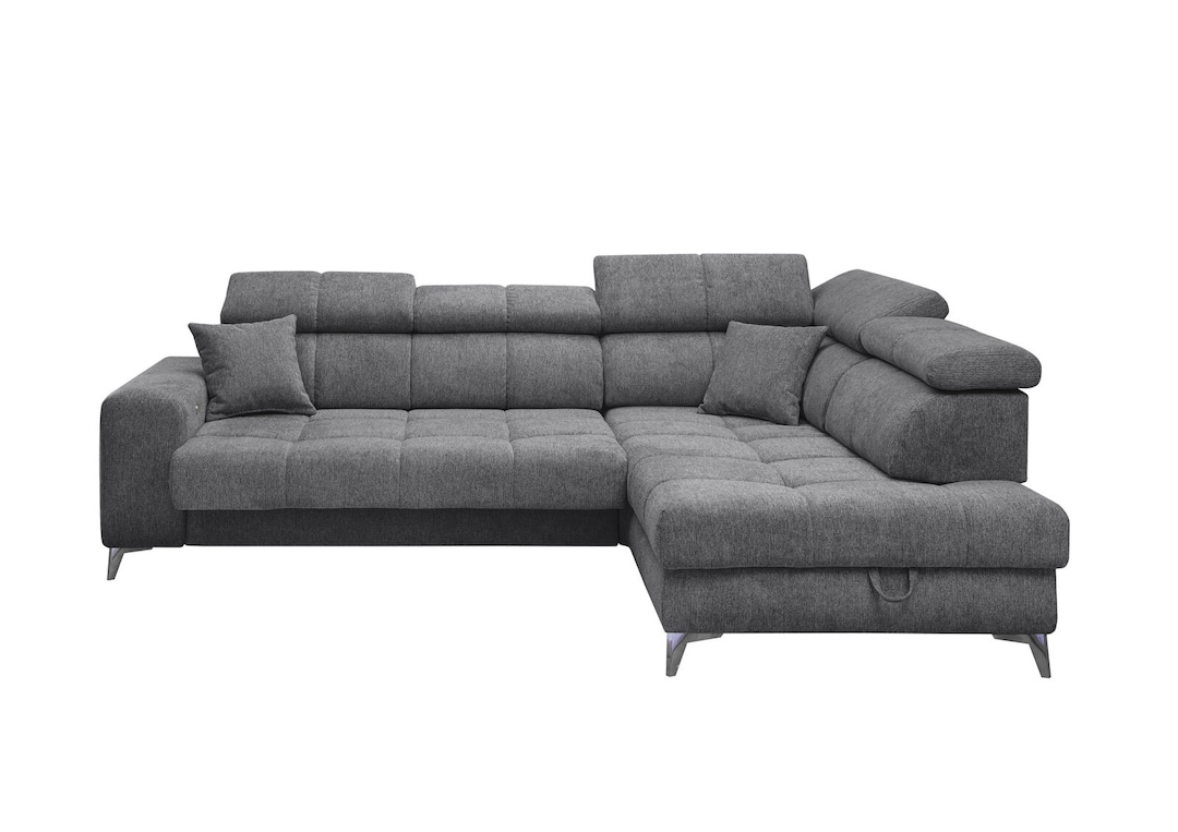 Ecksofa Sydney 282x86-105x198 grau Garnitur inkl. Kissen