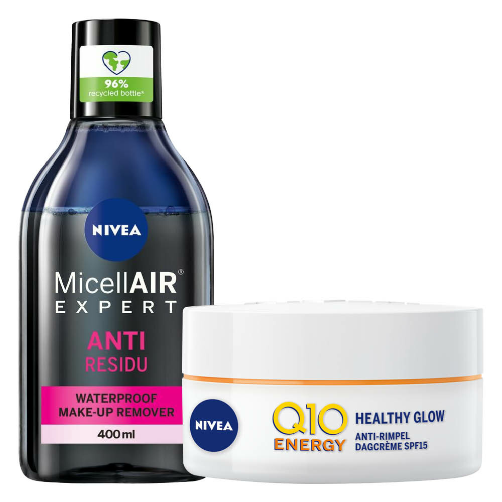 Nivea Gezichtsverzorging & Reiniging - Dagcréme 1x 50 ml & Micellair Water 1x 400 ml - Pakket