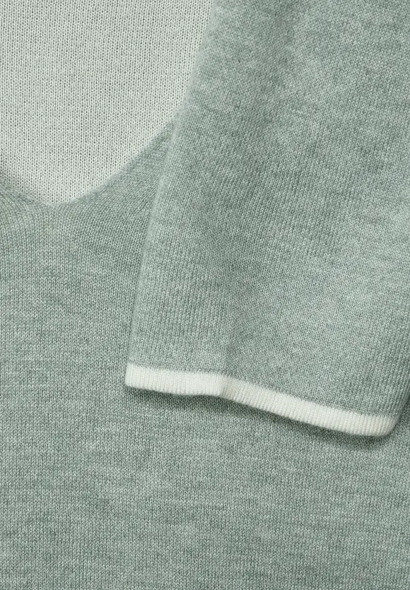 Pullover mit V-Ausschnitt - wave green melange
