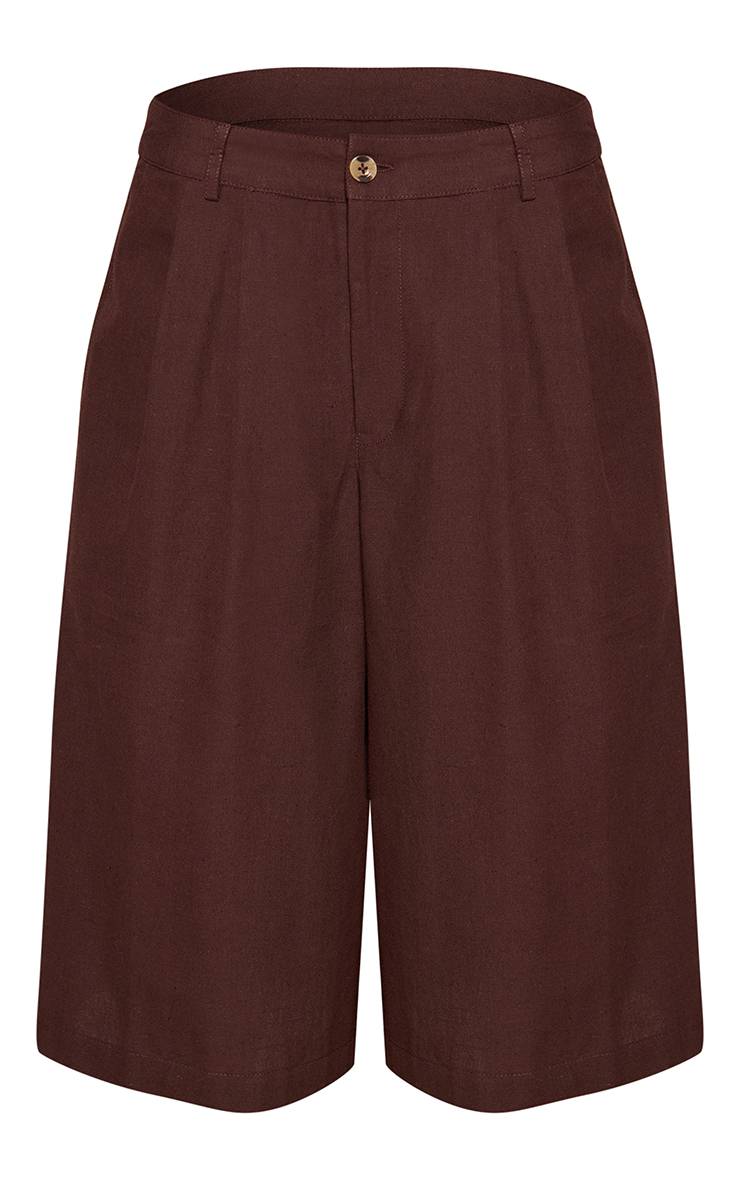 Chocolat Jort Tailleur En Lin À Plis
