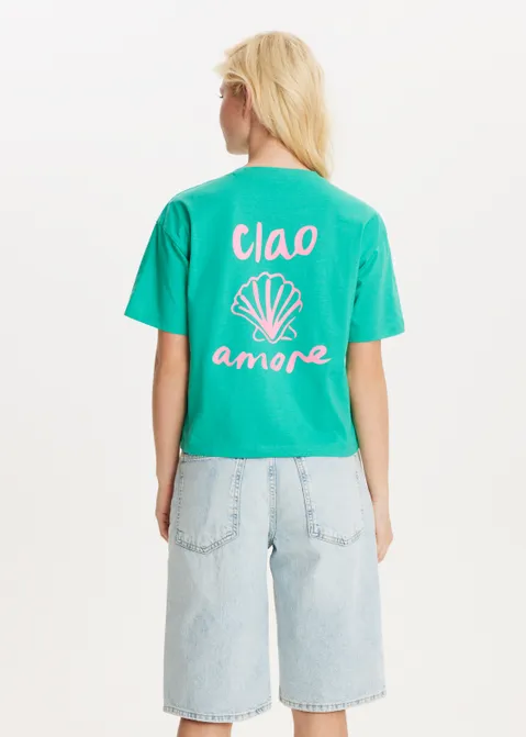 T-shirt met print ciao amore groen (GRN.F)