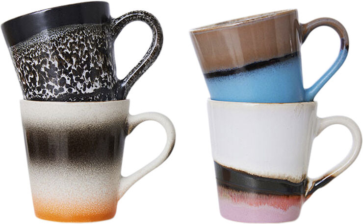 HK Living 70s ceramics espresso mugs funky set of 4 Multi