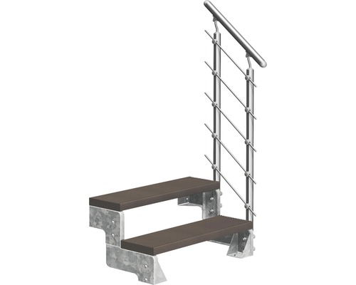 Pertura Tallis buitentrap met Prova leuning, 2 stootborden, 100 cm, donkerbruin