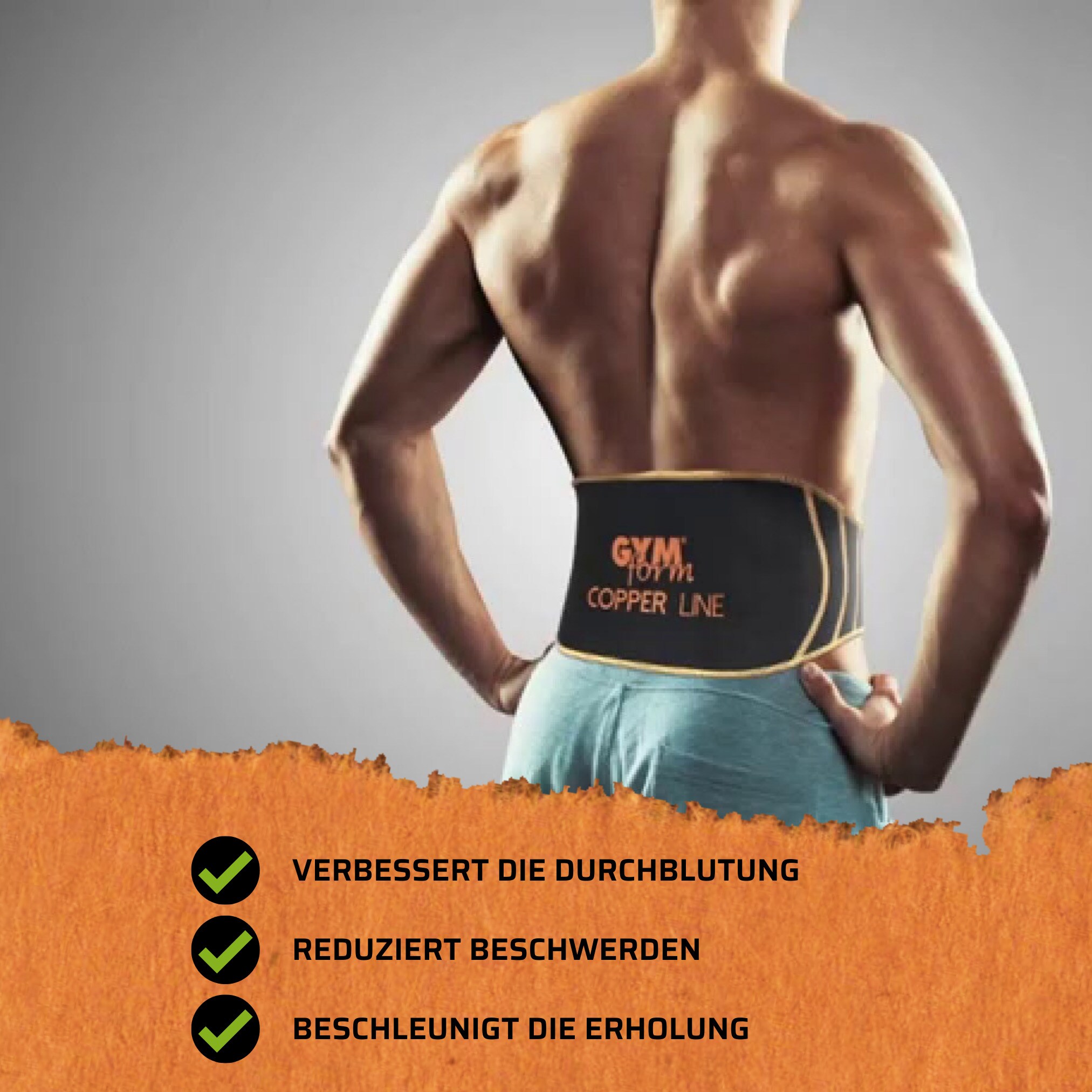 Gymform® Lendenbandage - Rückenbandage - Bandage Rücken Copper Line Back