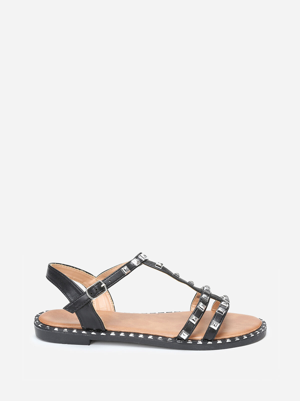 Sandales à fines brides avec clous- Noir