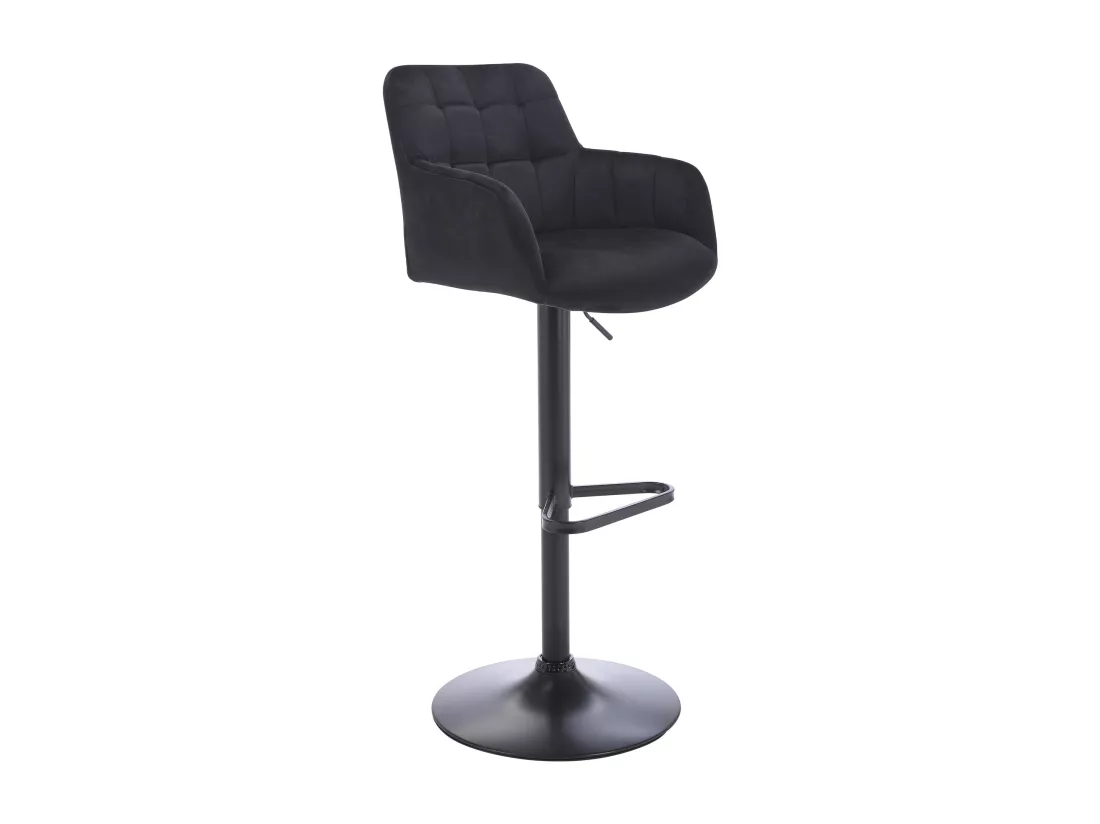 Lot de 2 tabourets de bar en velours et métal - Hauteur réglable - Noir - PEGA de Pascal MORABITO