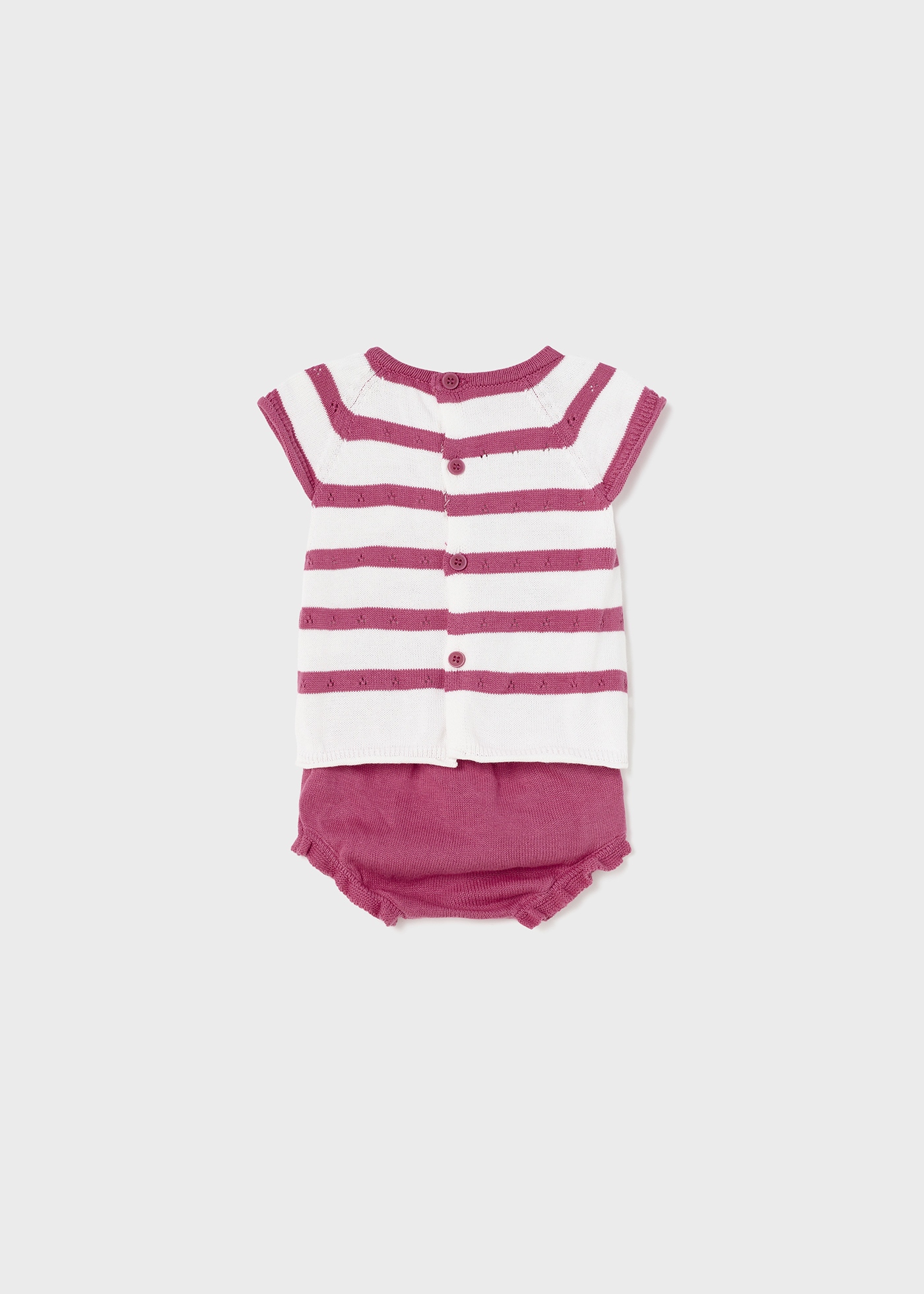 Conjunto de duas peças em malha de algodão sustentável para recém-nascidos.
