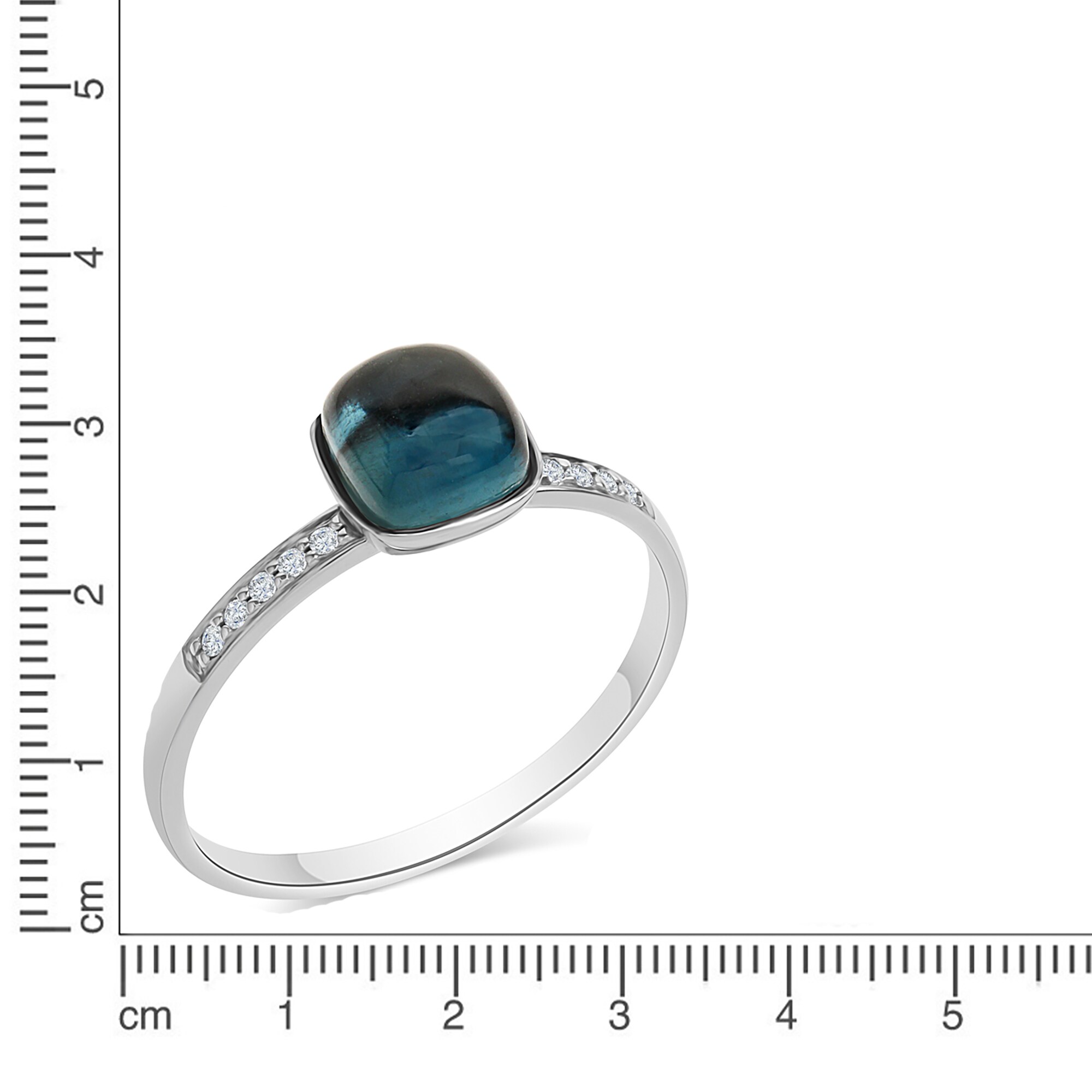 Diamonds by Ellen K. Ring 585 Gold Blautopas Diamant 0,054ct.