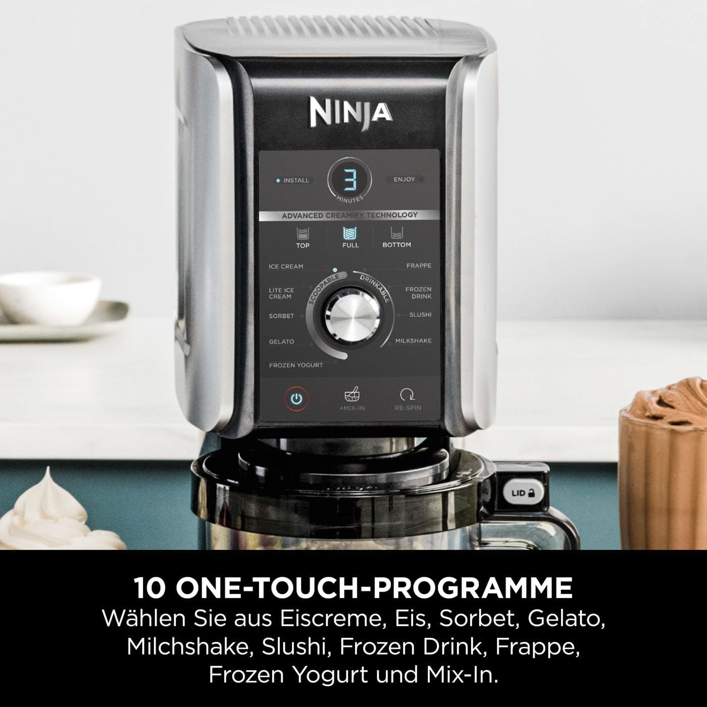Ninja CREAMi Deluxe Ice Cream Maker with 3 Containers, 10 Functions