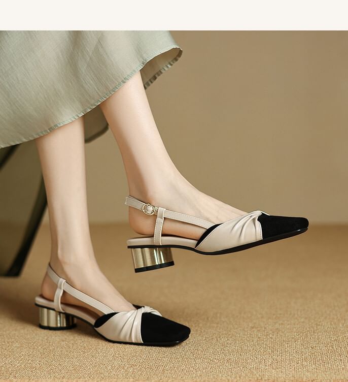 Niuna - Lage sandalen met twee kleuren hak