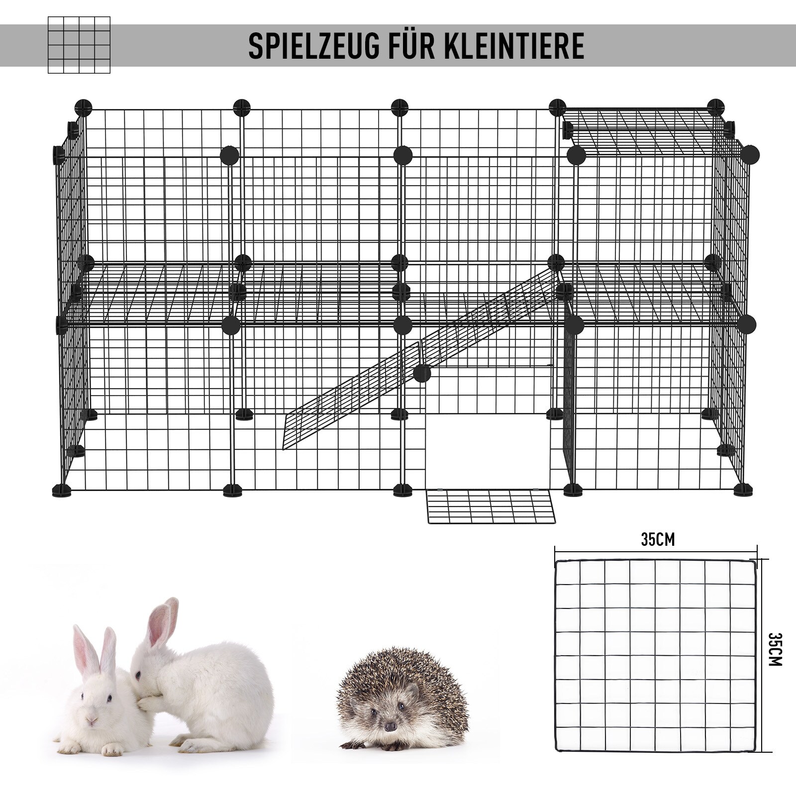 PawHut Laufgitter für kleine Haustiere schwarz 146 x 73 x 73 cm (LxBxH)