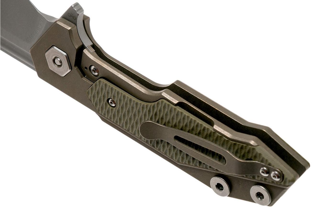 Rick Hinderer Fulltrack Spanto S35VN Working Finish, Battle Bronze, OD Green G10 zakmes