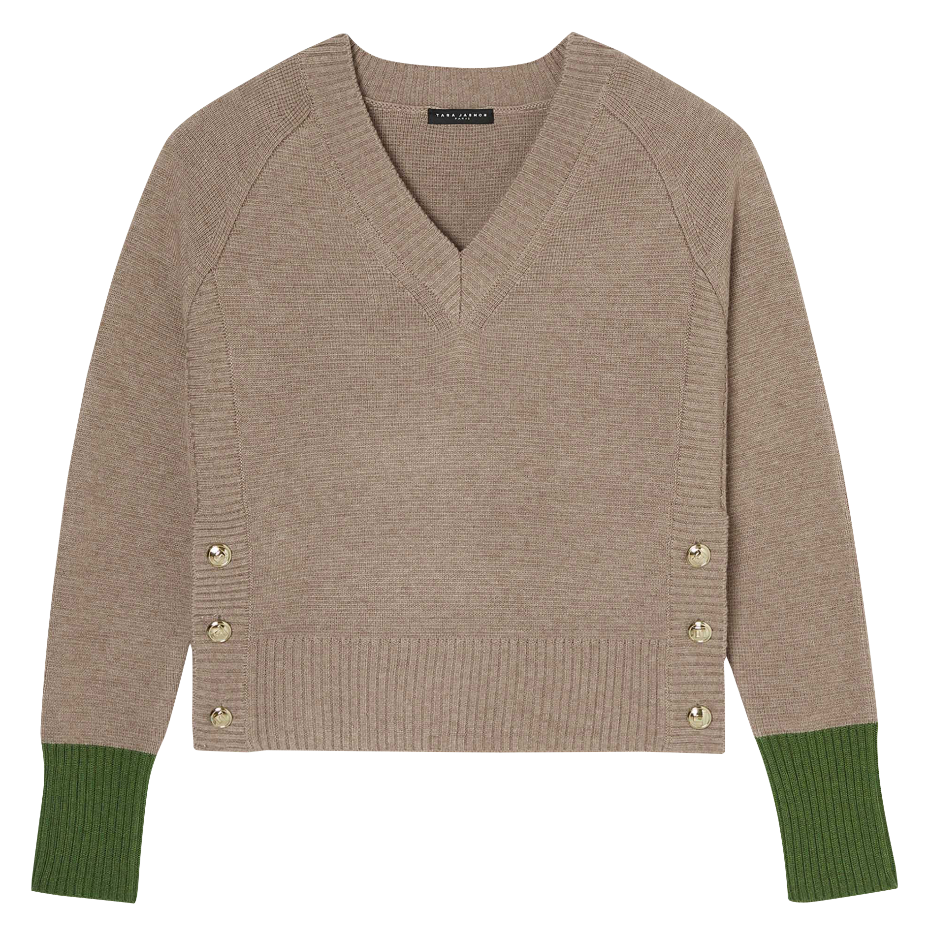 PROMESSE - Pull ample boutonné en maille| Marron