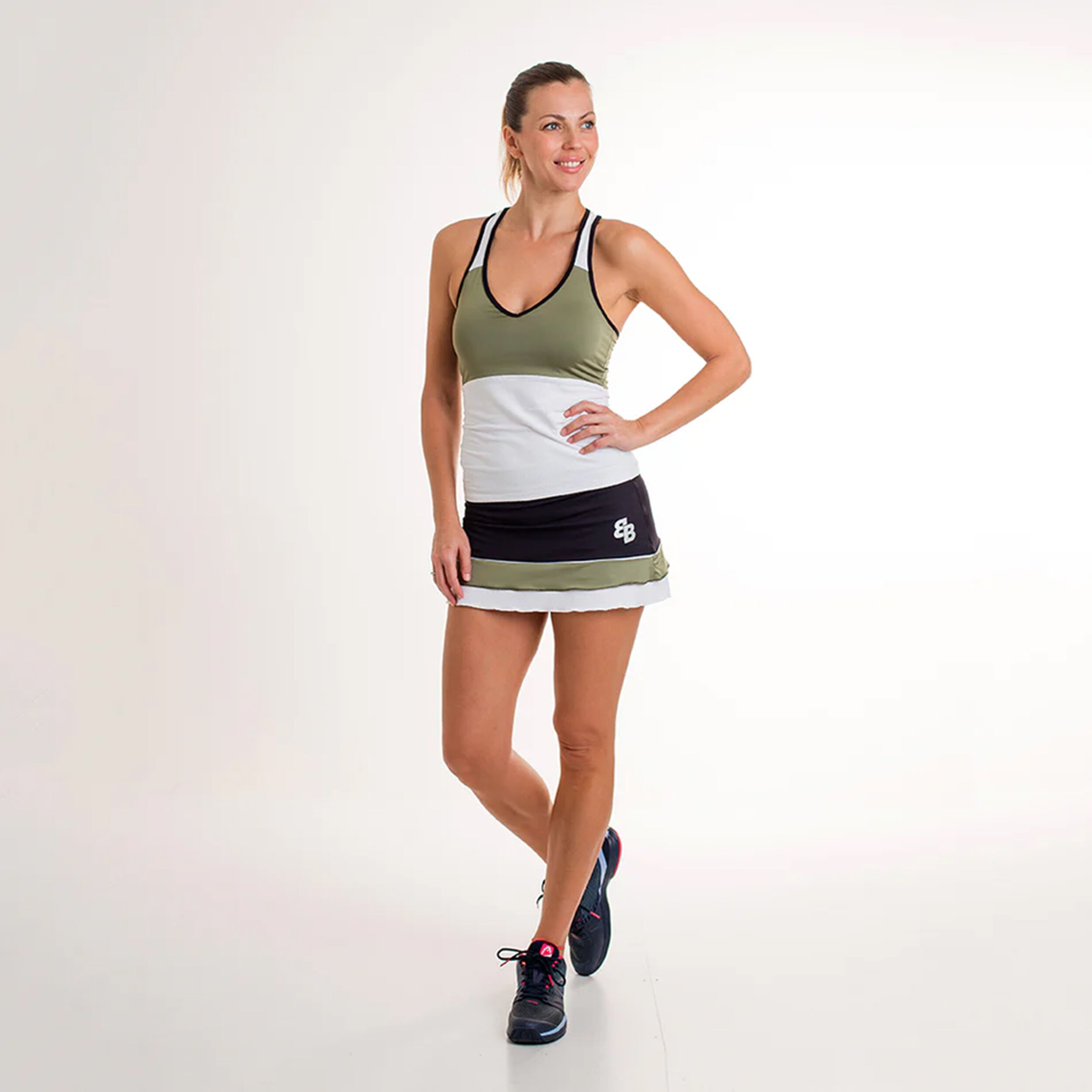 BB by Belen Berbel Clay Débardeur Tank Top Femmes - Vert Olive , Blanc